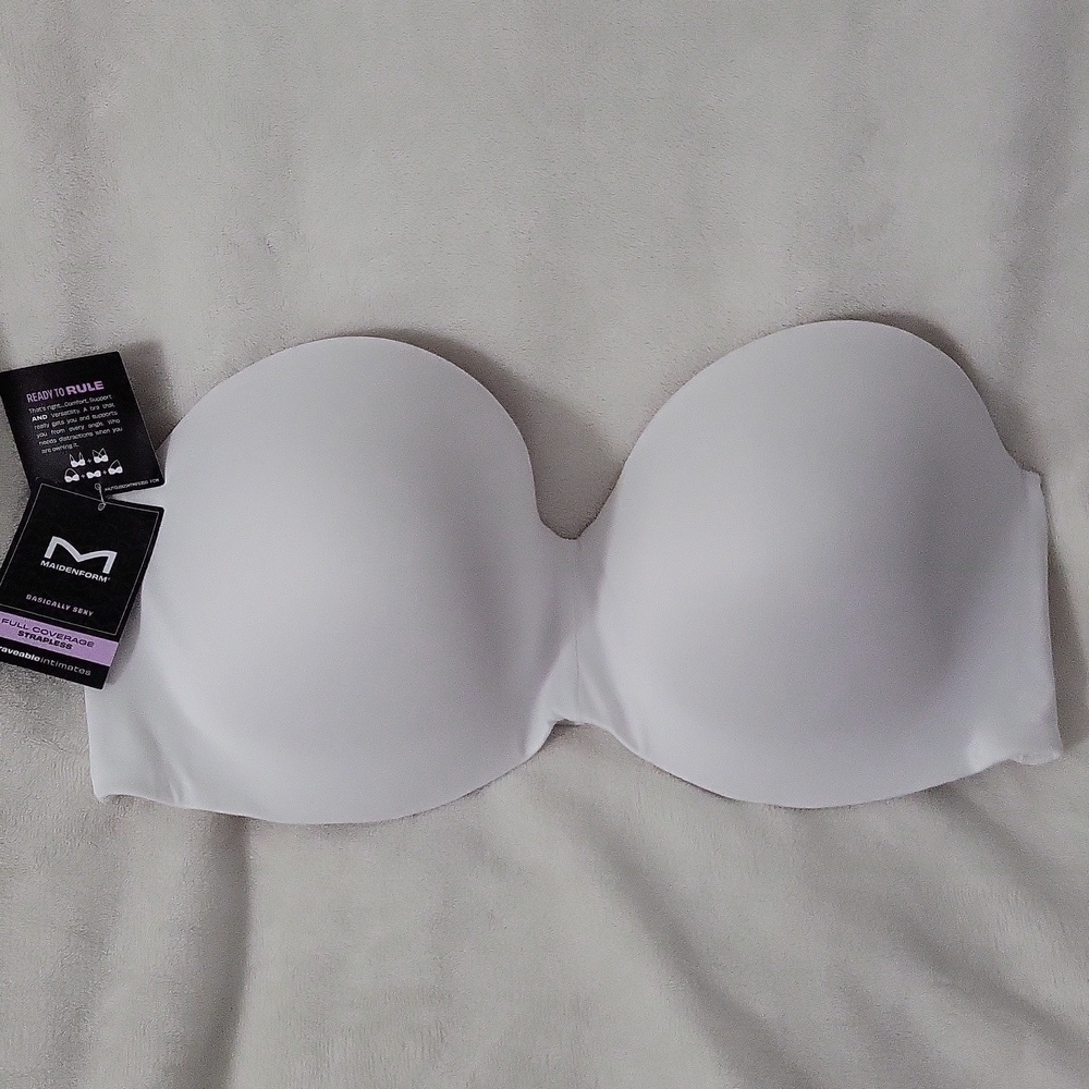 White Full Coverage Strapless Bra